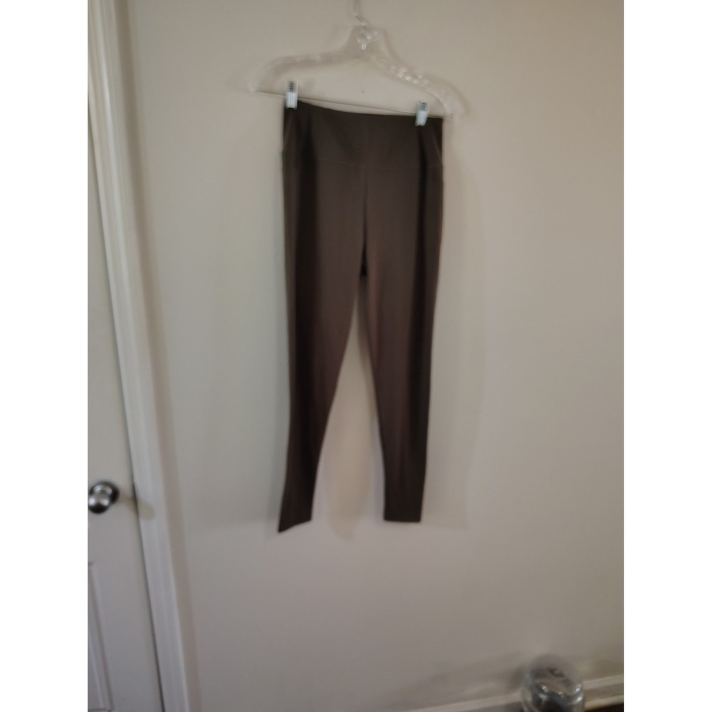 T by Talbots Leggings Womens Small Olive Brown High Waist Side Pocket Activewear